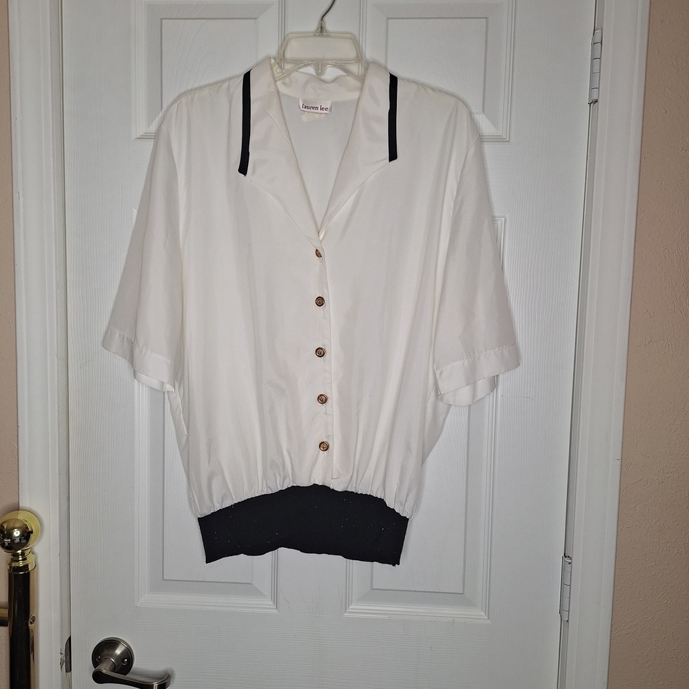 Lauren Lee Vintage Chic White Button-Down Shirt Size 18